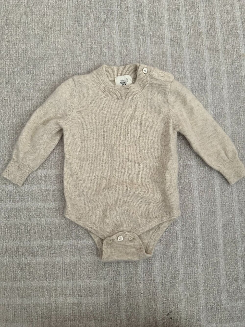 Christina Mila 100% Cashmere Beige Bodysuit Sz 9-12M